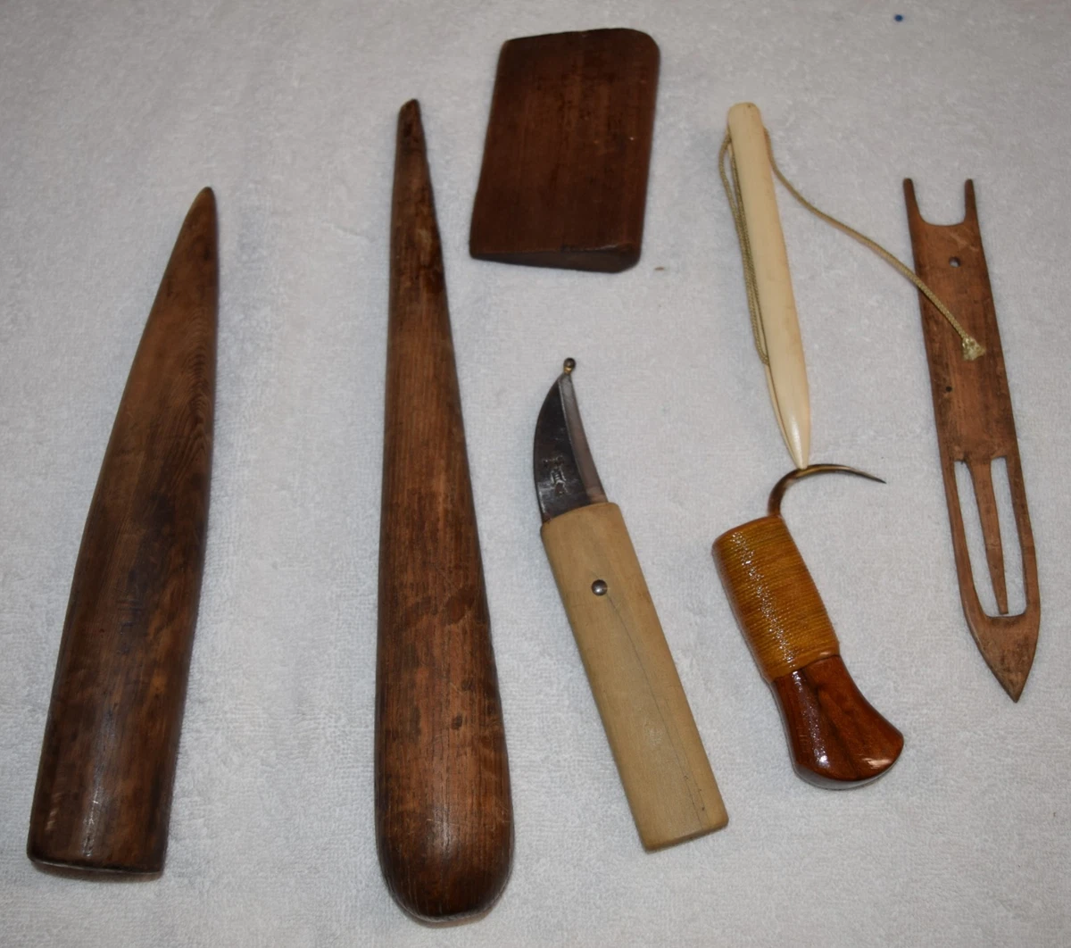 antique fishing net repair tools with wood handle – 86 Vintage Vintage Wood & Metal Fishing