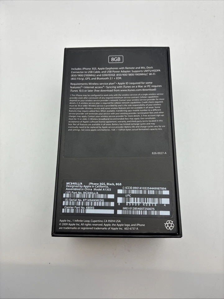 Apple iPhone 3GS - 8GB - Black A1303 (GSM) BRAND NEW SEE PICS READ DESCRIPTION - Image 3 of 4