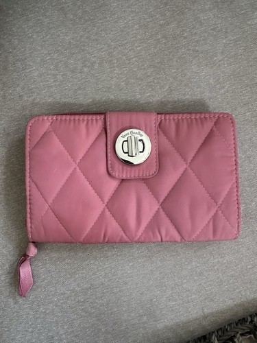 Vera Bradley Strawberry Ice Ultralight RFID Turnlock Wallet EUC