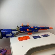 Nerf Gun N-Strike Longstrike CS-6 Sniper Rifle With Attachments Magazine & Darts