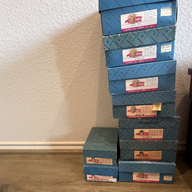 Alexander Doll Company Doll Boxes Lot Blue Patterned Packaging