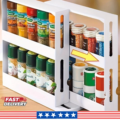 2 Tier Swivel Spice Rack Countertop Organizer Small Kitchen Storage Shelf
Opens in a new window or t