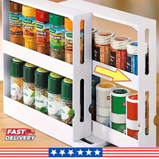 2 Tier Swivel Spice Rack Countertop Organizer Small Kitchen Storage Shelf