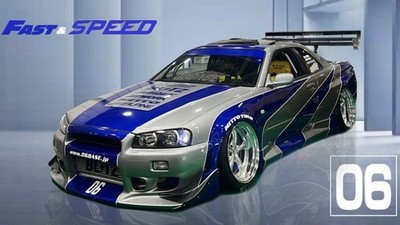 NISSAN Skyline GT-T (R34) - NFS - silver / blue - Fast Speed 1:64
