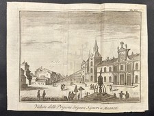 PLACE DETENTION FOR NOBLES MADRID 1745 SALMON ANTIQUE COPPER ENGRAVED VIEW