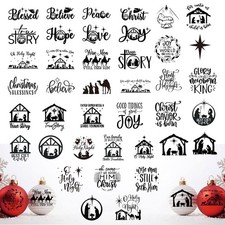 40 Pieces Christmas Nativity Stickers for Crafts Vinyl Christmas Stickers Wat...