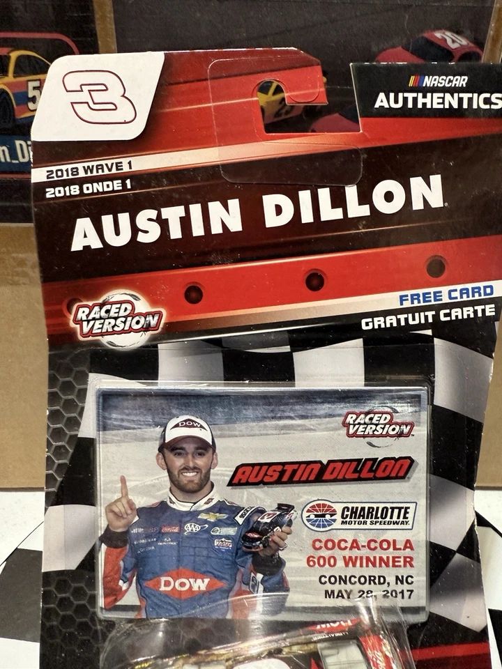 AUSTIN DILLON DOW 2018 COCA COLA 600 WIN NASCAR Authentics 1:64 Diecast WAVE 1 - Image 3 of 4