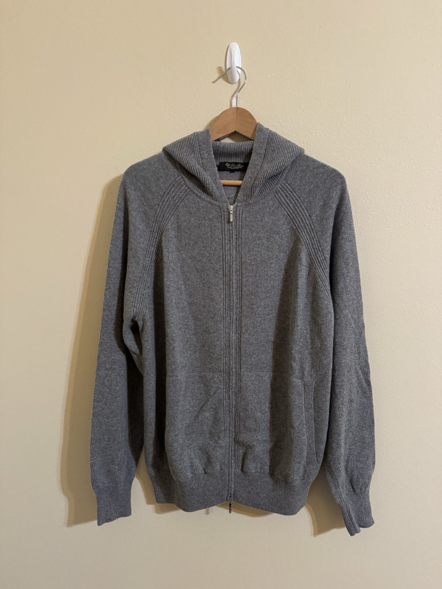 Loro Piana 100% Baby Cashmere Merano Bomber Hooded Jacket Sweater