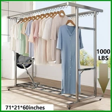 1000LB Heavy Duty Garment Rack Clothing Rack Rolling Clothes Rack Hanging Sturdy