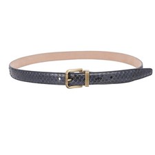 DOLCE & GABBANA Metal Buckle Snake Leather Belt Antique Gold Blue 95 38