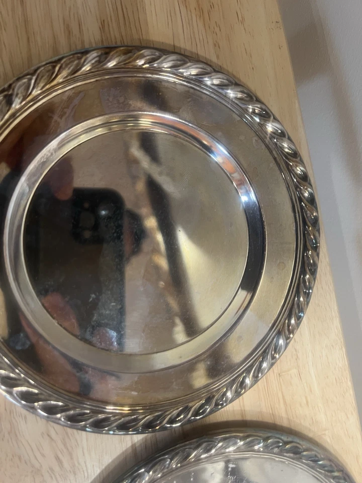 4 винтажные посеребренные небольшие тарелки 6 дюймов - Изображение 2 из 4