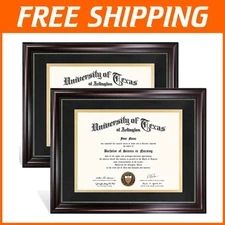 Mahogany Diploma Frames, UV Acrylic, 2-Pack, 8.5x11 & 11x14