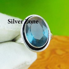London Blue Topaz Gemstone 925 Sterling Silver Handmade Jewelry Ring SZ 5 to 13