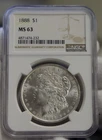 1888 US Morgan Silver Dollar $1 NGC MS63....