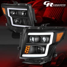 Pair Black/Amber LED DRL Projector Headlight Lamps for 2016-2024 Nissan Titan XD