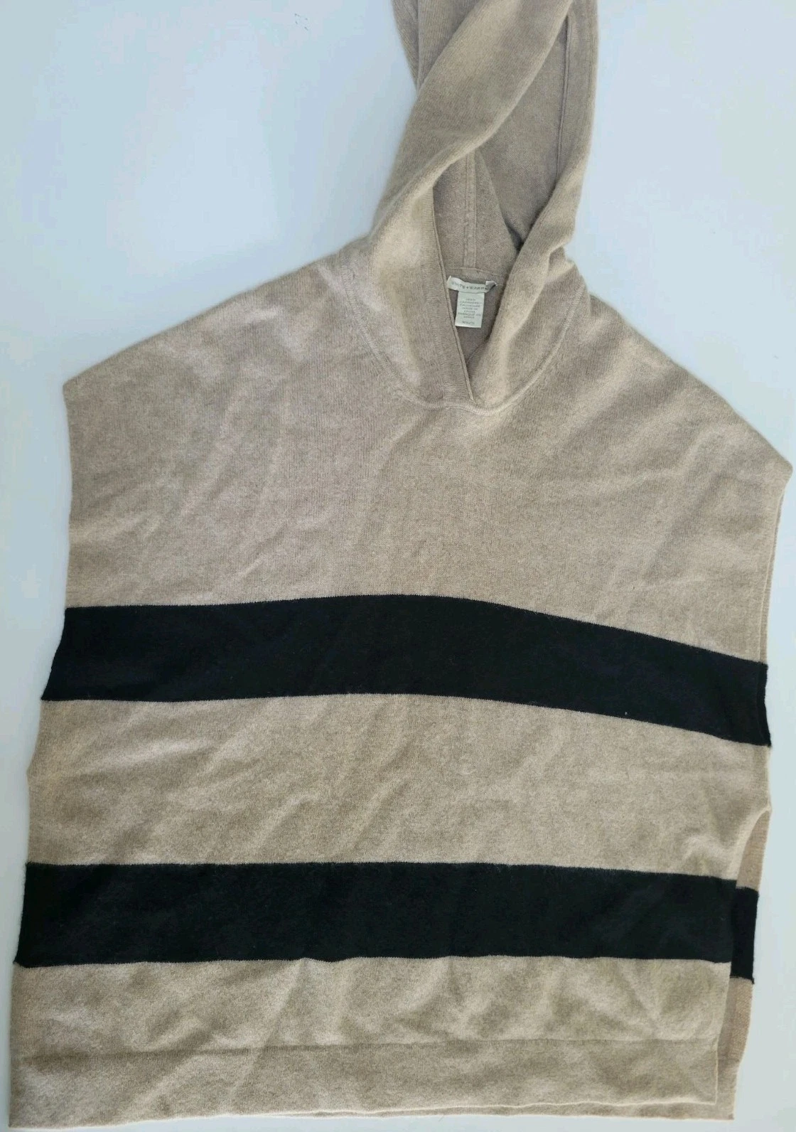White + Warren Women’s Cashmere Poncho Sweater top Size XS/S Beige brown