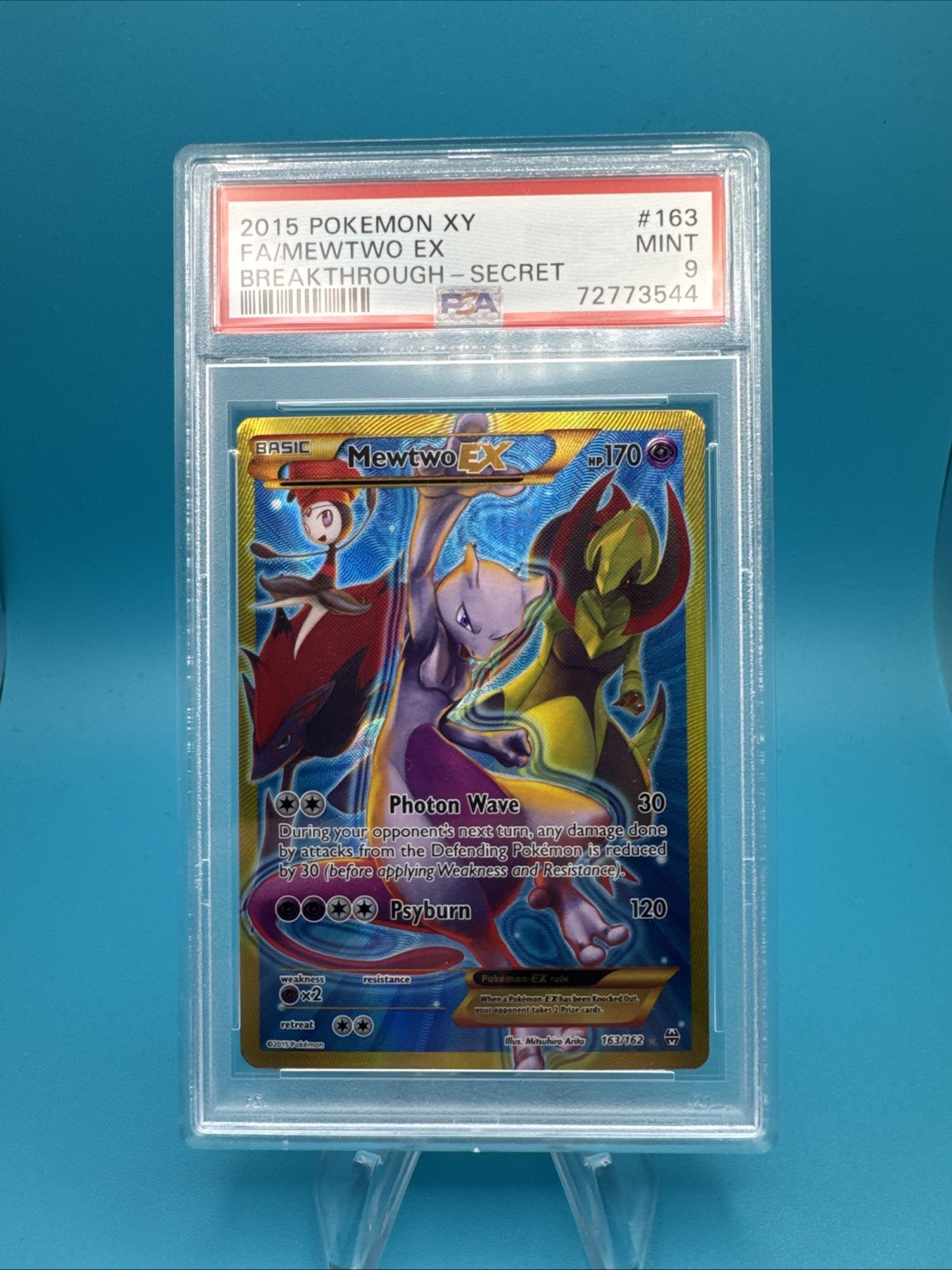 Fa/Mewtwo Ex #163 2015 Pokemon Xy Breakthrough PSA 9 Breakthrough-Secret