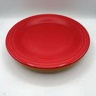 Fiesta Fiestaware Homer Laughlin 2 Yellow - 1 Red - 10.5” Dinner Plates Set Of 3