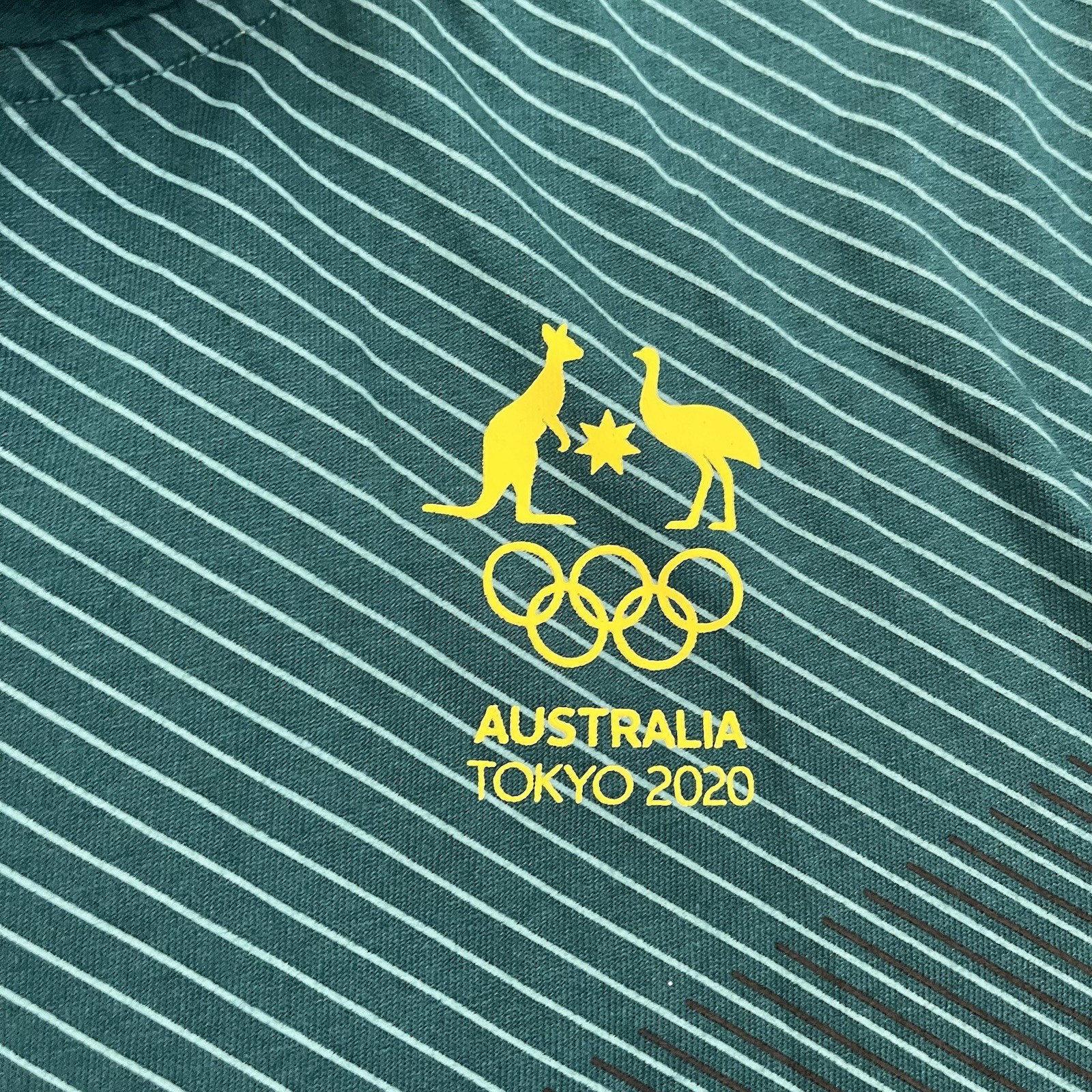 Tokyo 2020 Olympics Australia S/S Polo Shirt Size X-Large Asics Team Issue Green thumbnail 2