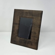 Vintage Faux Brown Leather Large 12×9.5 Picture Frame For Size 5×7 Photo