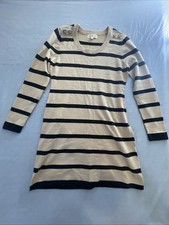 Pink Rose Women's Sweater Dress Large Beige Brown 3/4 Sleeve Cowl Neck