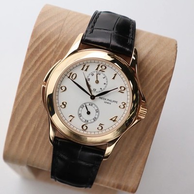 Patek Philippe Travel Time 37mm 5134J 18k Yellow Gold White Dial Mens Watch