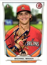 MICHAEL MADER #DP102 2014 Bowman DRAFT MLB BASEBALL card MARLINS AUTO