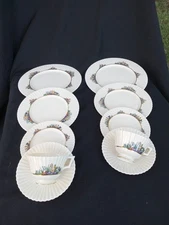 2 LENOX RUTLEDGE 5pc PLACE SETTINGS ENAMELD FLOWERS & GOLD TRIM 10pcs