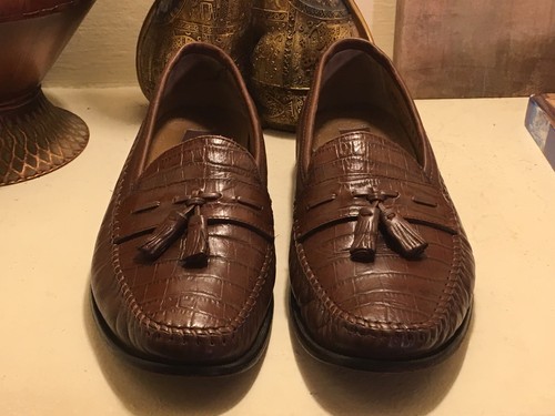 Florsheim Pisa Coñac Cuero Borla Croc Print Mocasín 18469 03 Hombre talla 10.5 - Imagen 5 de 12