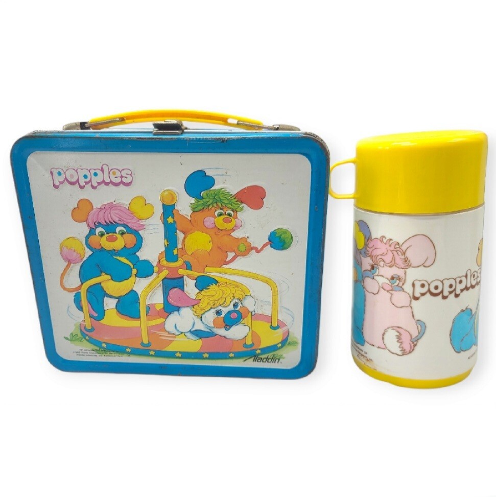 Vintage 1986 Aladdin Popples Metal Lunchbox with Matching Thermos