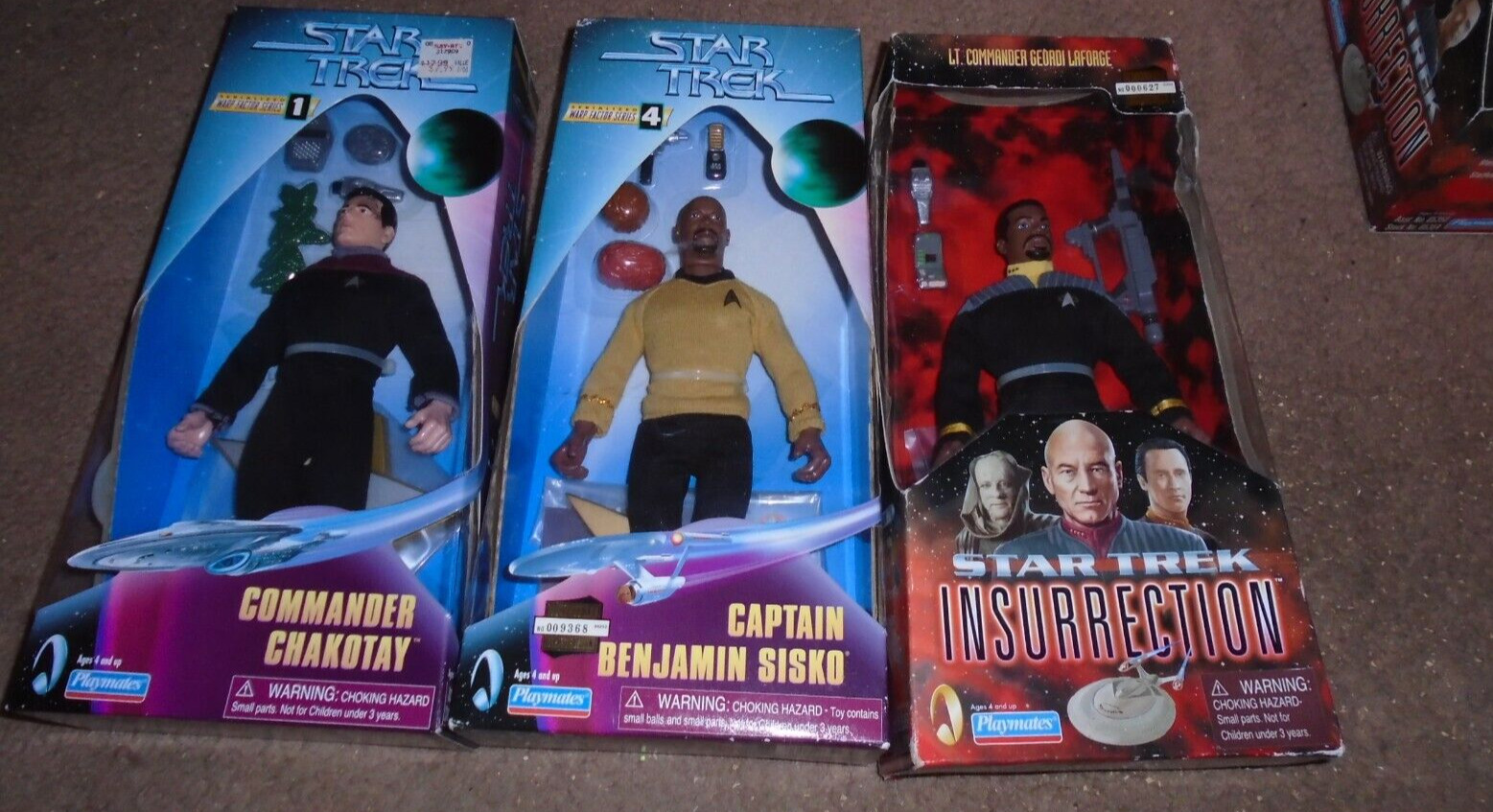 Lot of 3 Star Trek 9" Figures Insurrection, Deep Space Nine, Voyager Playmates