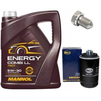 MotoröL Set 5W-30 5 Liter + ÖLfilter + ÖLablassschraube FüR Seat Skoda VW Passat