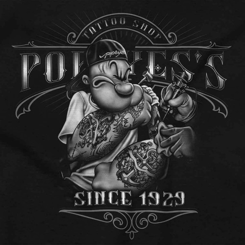 Popeye's Tattoo Shop Since 1929 Cartoon Tats Sweatshirt Zip Up Hoodie Men Women - Picture 2 of 7