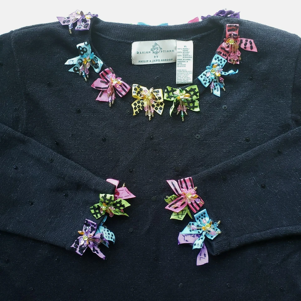 Suéter XL Negro Pullover Arcos Opciones Diseño Vintage Por Philip & Jane Gordon Foto 4 de 4