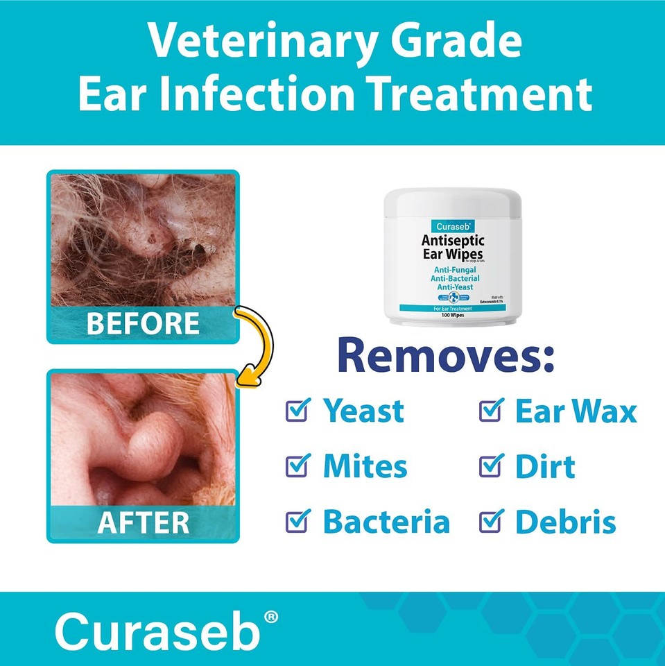 Curaseb Cat & Dog Ear Infection Treatment Soothes Itchy & Inflamed