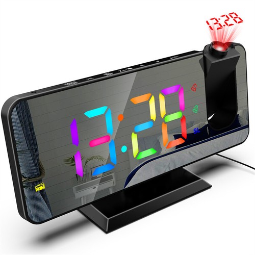 LED Digital Projector Projection Snooze Alarm Clock FM Radio Timer Rooms Decor - Picture 3 of 12