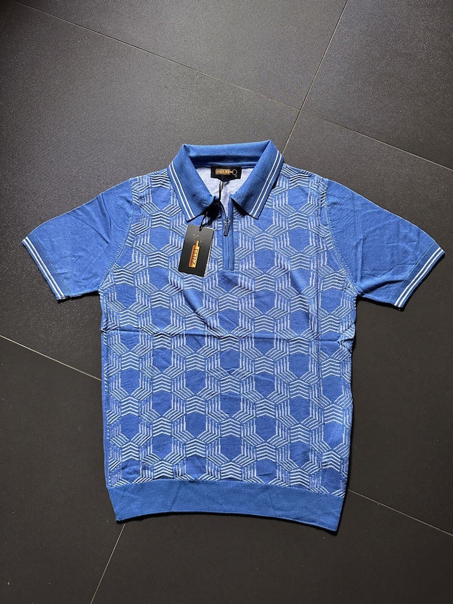 Zilli Men Polo T-shirt Size L/52 color Royal Blue - zipper