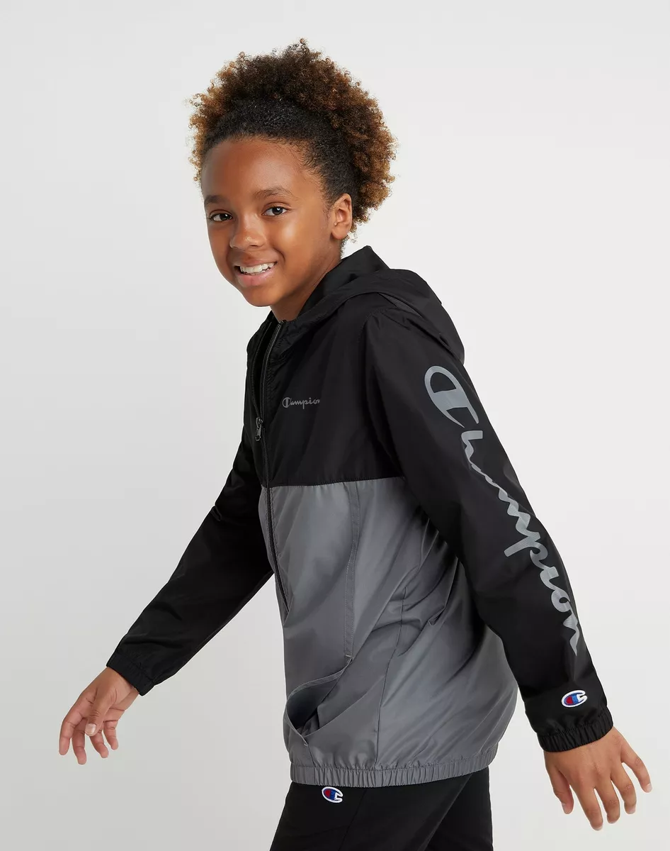 Champion Big Kids Windbreaker Stadium Full Zip Hooded Lightweight