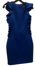 NERO by Jatin Varma Royal Blue Ruffle Dress Neoprene Size 4 Evening Party