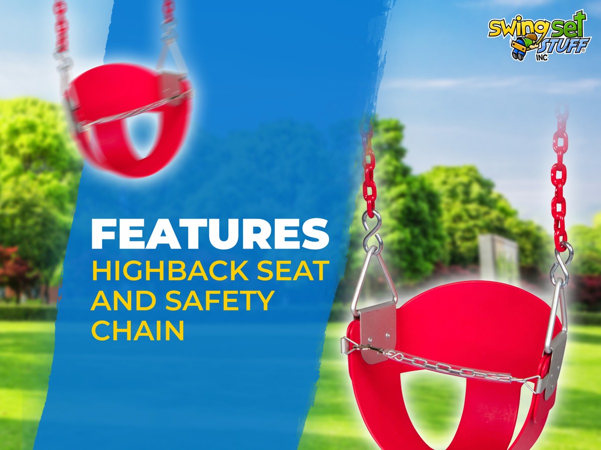 Highback Half Bucket Swing Seat - Yellow With Chains & Hooks For Swing Sets