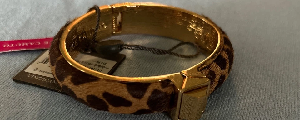 Pulsera pinzadora Vince Camuto piel sintética leopardo original venta al por menor $70 Foto 4 de 4