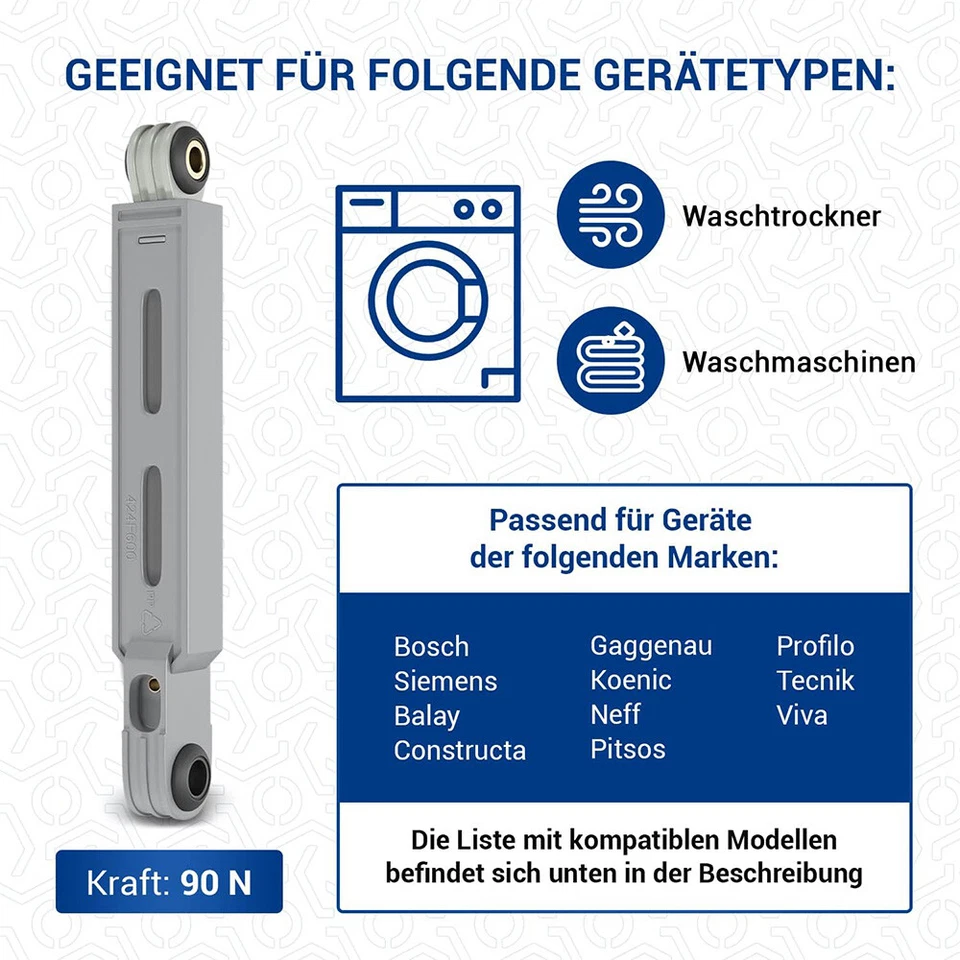 2x Stoßdämpfer für Bosch 673541 742719 MAXX 4 5 6 7, WFL, WFO - Bild 4 von 4