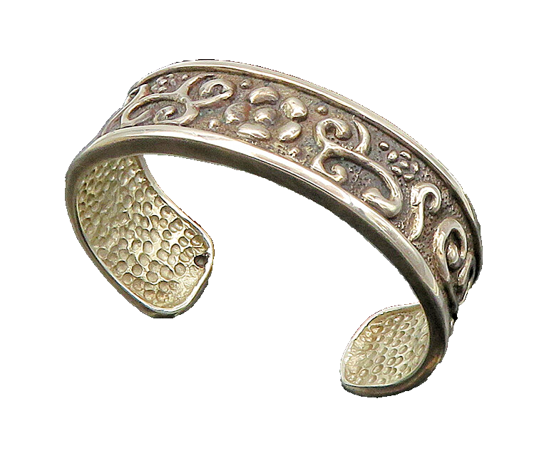 アクセサリー vintage silver925 design bracelet 925 Sterling Silver Vintage Swirl Floral Vine Pattern Cuff