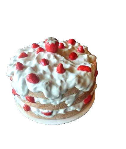 Suporte de bolo vintage de cerâmica morango com pé e tampa abobadada - Imagem 3 de 4