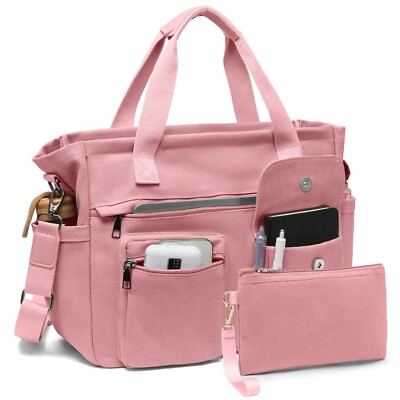 2pcs Large Canvas Tote Bag for Women, Laptop Work Bag Crossbody Shoulder Handbag