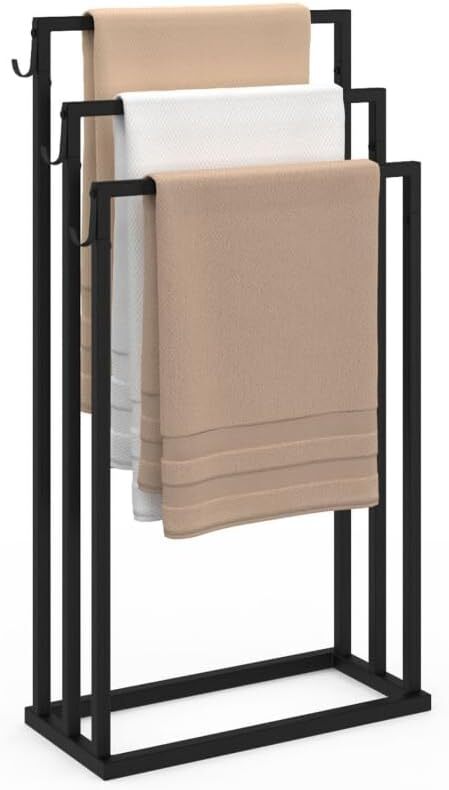 Porte-serviettes sur pied industriel Dallas noir pour une ambiance loft moderne
