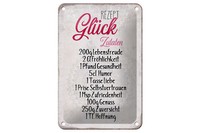 Blechschild Spruch 12X18 Cm Rezept GlüCk Zutaten Geschenk Deko Schild