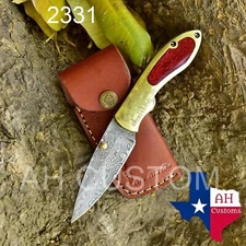  CUSTOM HAND MADE DAMASCUS STEEL FOLDING BLADE POCKET KNIFE&BRASS HANDLE AH-2331