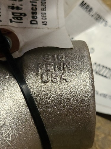 (2)1" 3000# Socket-Weld 45° Elbow 304/L SS Pipe Fittings..LOT OF 2..PENN - Picture 4 of 8