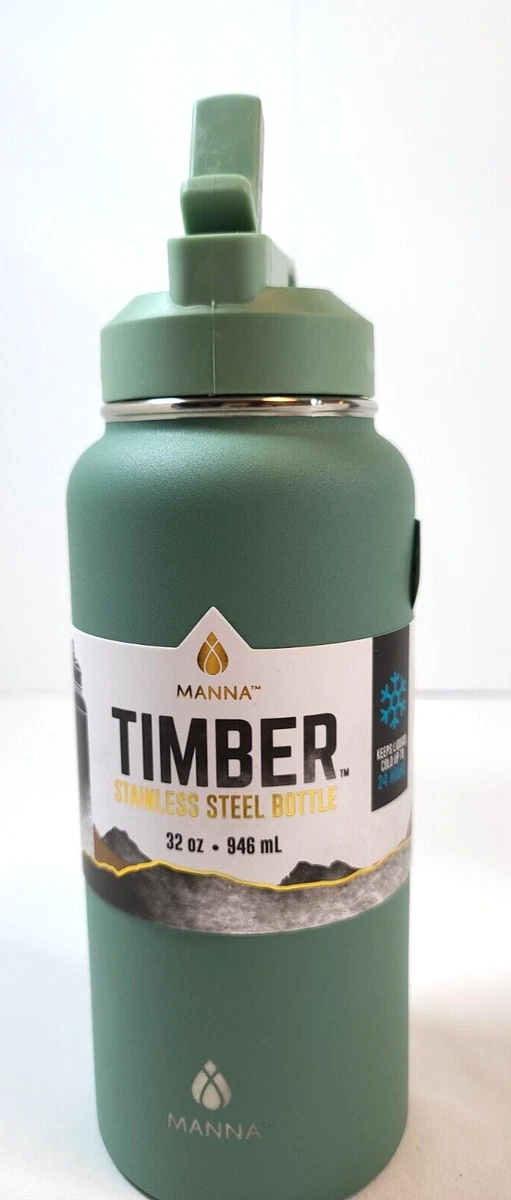 Manna Timber Stainless Steel Water Bottle 32.oz Spout Lid Sage  